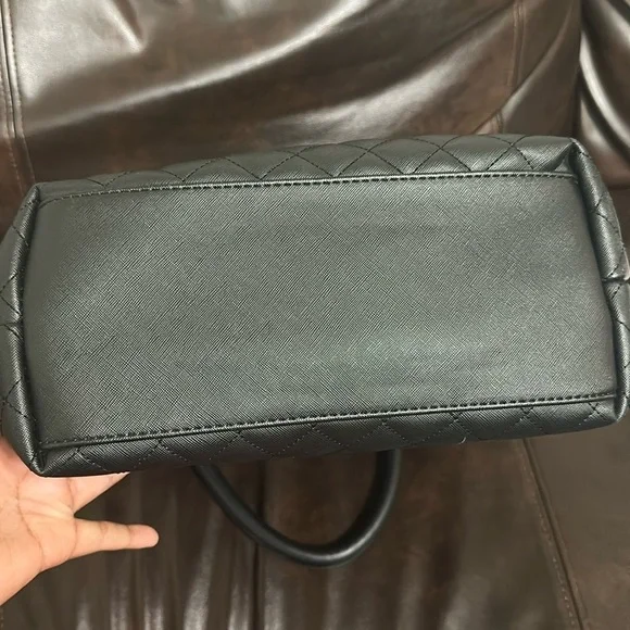 Betsey Johnson Black Quilted Tote with Floral Accents handbag - Picture 6 of 6